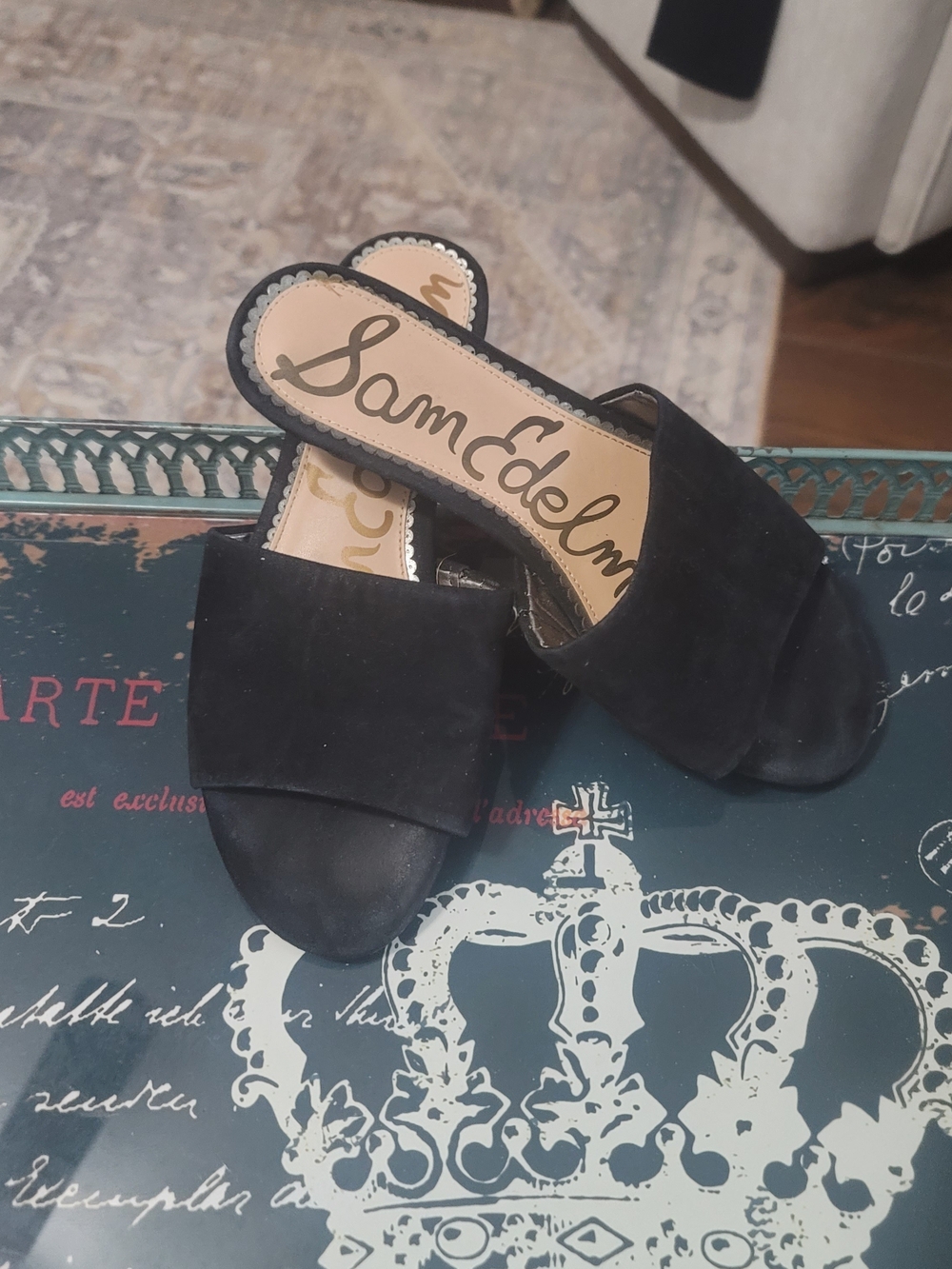 Sam Edelman Black Suede Slide Mules